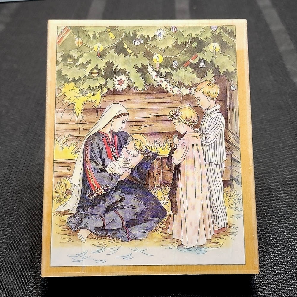 Christmas Nativity large rubber stamp
